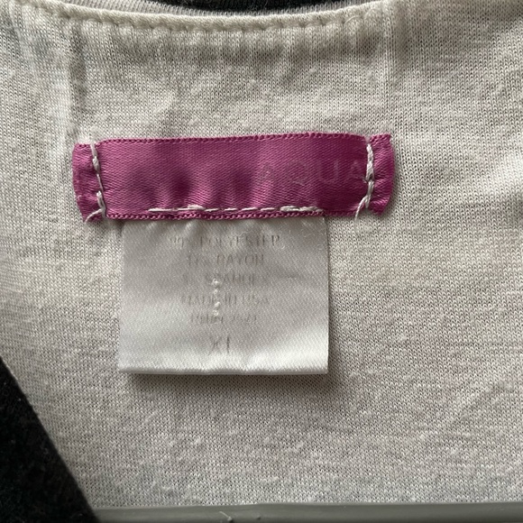 Aqua Bloomingdale’s Black/White Stripe Midi Hi-Low Dress - Picture 2 of 4